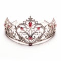 Ornate Silver Tiara With Red Sapphires - Inspired By Emira