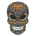 Ornate skull style zentangl, doodle print vector illustration