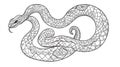 Snake intricate design black and white, detailed scales, striking pose Royalty Free Stock Photo