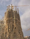 Ornate spires, still under construction, of Sagrada Familia cathedral