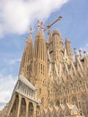 Ornate spires, still under construction, of Sagrada Familia cathedral