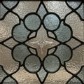 Ornate stained glass panel featuring an intricate geometric design. The pattern include Royalty Free Stock Photo