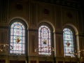 Ornate stained glass windows of the Sankt Ansgars Kirke