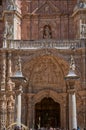 Ornate statues and walls of the Cathedral of Astorga. Spain. Royalty Free Stock Photo
