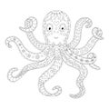 Ornate stylized octopus for adult coloring book