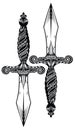 Ornate swords in tattoo style