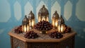 Ornate Table with Lanterns and Dates Royalty Free Stock Photo