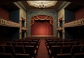 A classic theater style, with a balcony section and vintage lighting Royalty Free Stock Photo