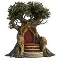 Ornate throne carved into a majestic tree fantasy setting Royalty Free Stock Photo