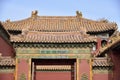 Ornate tiled roof in The Forbidden City. Beijing, China. November 6, 2018.