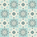 Ornate trendy design ceramic tile blue mint pastel color, Arabic style Royalty Free Stock Photo