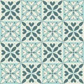 Ornate trendy design ceramic tile blue mint pastel color, Arabic style vector illustration Royalty Free Stock Photo