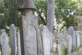 Ornate turkish headstones in graveyard