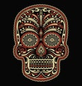 Ornate two color day of the dead sugar skull vector