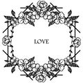 Ornate of various card love with place for your text, elegant frame for drawing of leaf flower. Vector