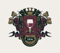 Vintage hand-drawn coat of arms for wine Royalty Free Stock Photo