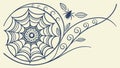 Ornate Spider Web with Decorative Swirls Vector, vector design Generative AI Royalty Free Stock Photo