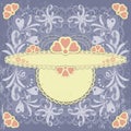 Ornate vintage floral frame on grange background