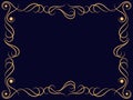 Ornate vintage frame. Swirl ornament. Ornamental curls. Vintage linear border with curlicues. Design a template for invitations,