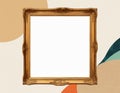 Ornate vintage gold frame on abstract geometric background for art display Royalty Free Stock Photo