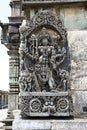 Ornate wall panel reliefs depicting Goddess Kali. Ranganayaki, Andal, temple, Chennakesava temple complex, Belur, Karnataka. West Royalty Free Stock Photo