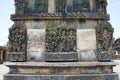 Ornate wall panel reliefs depicting Hindu deities, Ranganayaki, Andal, temple, Chennakesava temple complex, Belur, Karnataka. West Royalty Free Stock Photo