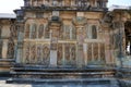 Ornate wall panel reliefs depicting Hindu deities, Ranganayaki, Andal, temple, Chennakesava temple complex, Belur, Karnataka. Sout Royalty Free Stock Photo