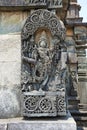 Ornate wall panel reliefs depicting Vishnu as Trivikrama. Ranganayaki, Andal, temple, Chennakesava temple complex, Belur, Karnatak