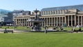 Fountain on the green of the Schlossplatz, the KÃ¶nigsbau in the background, Stuttgart, Germany Royalty Free Stock Photo