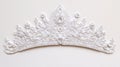 White Tiara Crown with Diamonds on White Background - Elegant Bridal Hair Accessory Royalty Free Stock Photo