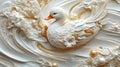 Luxury White Swan Sculpture with Gold Glitter and Pearl Accents, Elegant Embossed Design Royalty Free Stock Photo