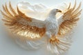 Ornate white and gold eagle sculpture in a dynamic pose against a softly lit background highlighting its intricate Royalty Free Stock Photo