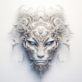 Ornate White Lion Mask: 3d Illustration In Magic Realism Style