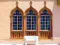 Ornate Venetian Gothic windows, Ringling Museum Royalty Free Stock Photo