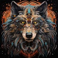 An Ornate Wolf with Stunning Patterns, Intricate, Majestic, and Captivating