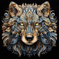 An Ornate Wolf with Stunning Patterns, Intricate, Majestic, and Captivating