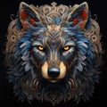 An Ornate Wolf with Stunning Patterns, Intricate, Majestic, and Captivating