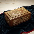 Ornate Wooden Box on Fabric Royalty Free Stock Photo