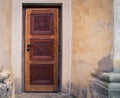 Ornate wooden brown door on a Church Royalty Free Stock Photo