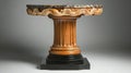 Ornate Wooden Table with Marble Top and Classic Column Base Royalty Free Stock Photo