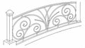 Ornate wrought iron bridge railing illustration, detailed scrollwork vector design Generative AI Royalty Free Stock Photo