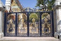 Ornate wrought iron gate of Wat Intharawihan in Bangkok, Thailand, Asia Royalty Free Stock Photo