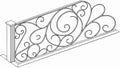Ornate Wrought Iron Railing Section Vector, Decorative Architectural Element, vector design Generative AI Royalty Free Stock Photo