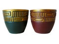 Ornated red and green ceramic pot