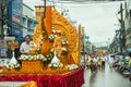 The ornately carved beeswax candle and Buddha image paraded around Chiang Rai town. Royalty Free Stock Photo