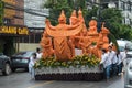 The ornately carved beeswax candles are paraded around Chiang Rai town. Royalty Free Stock Photo