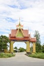 Ornately carved gateway in bright colours