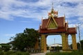 Ornately carved gateway in bright colours