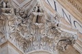 An ornately carved pillar on the exterior of St. Peter`s Basilica, Rome