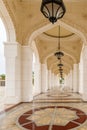 Ornately decorated side aisle of the presidential palace - Qasr Al Watan in Abu Dhabi city, United Arab Emirates